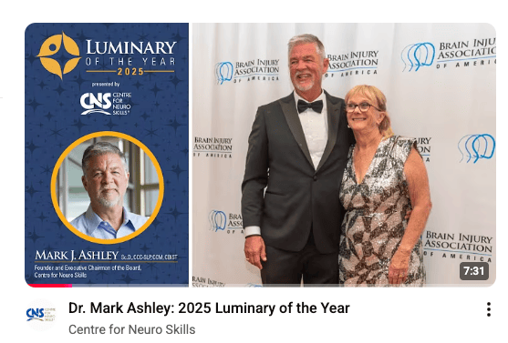 Video slide featuring Dr. Mark and Sue Ashley at the 2025 BIAA Luminary Award Ceremony